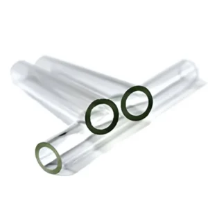 Transparent polycarbonate glass tube for industrial applications.