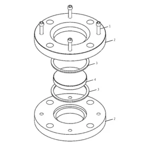 Flanged sight glass with tank connection by Iniflu, designed for precise liquid level visualization and reliable installation.